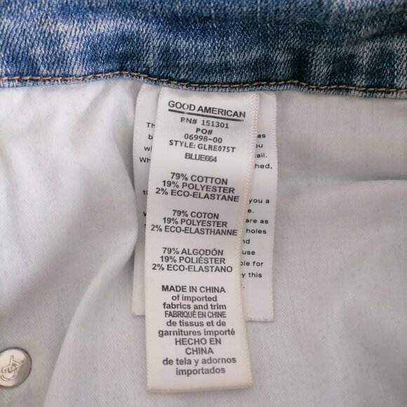 Good American Womens Blue Denim High Rise Distressed Ankle Jeans Size 16 - Picture 6 of 7